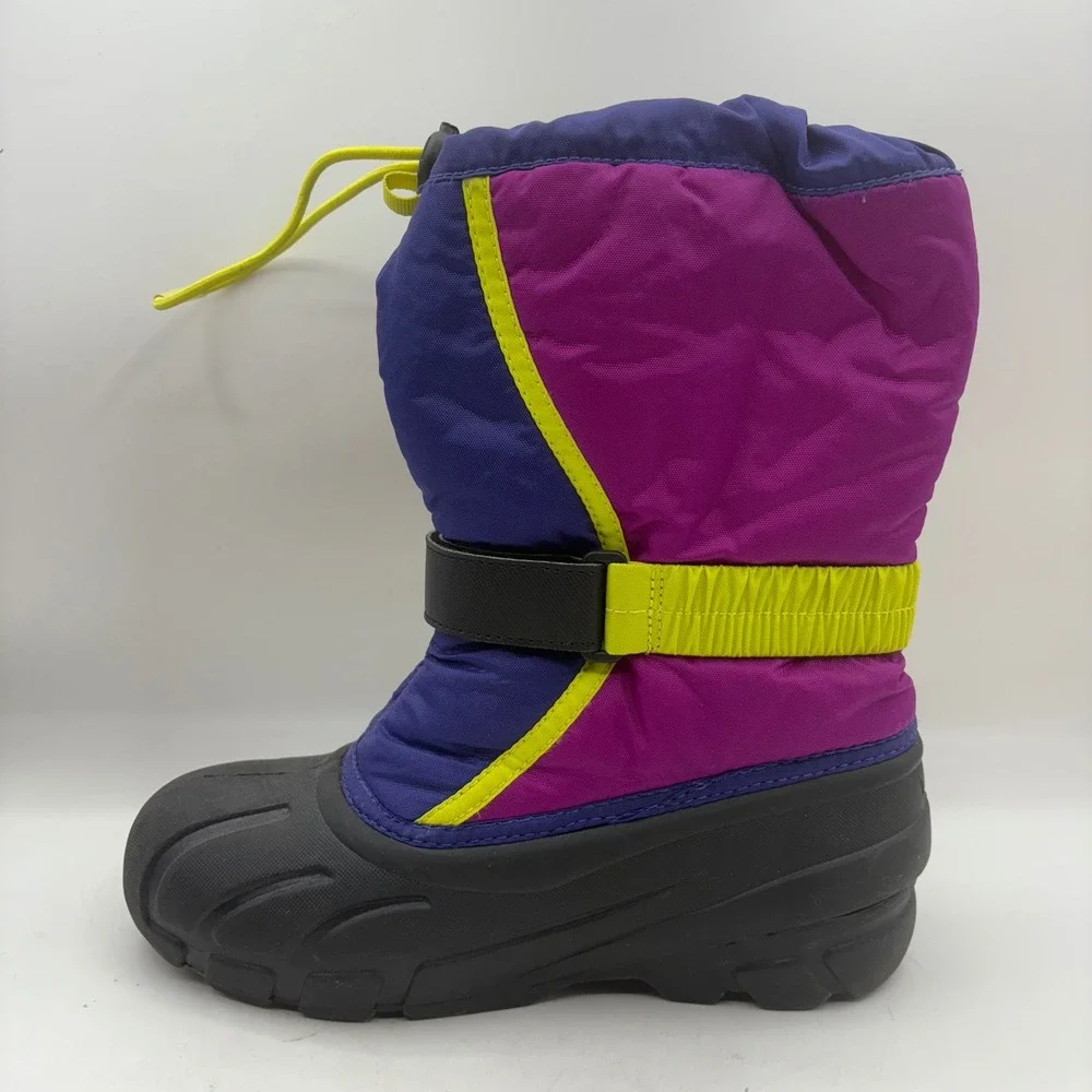 Sorel Flurry Youth Snow Boots Purple Magenta Yellow Size 4 Kids‎ Winter Warm